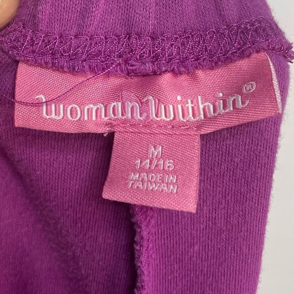 5 for $25🔥Woman Within Purple Fuchsia Elastic Waist Shorts Medium (14-16) - Picture 3 of 4